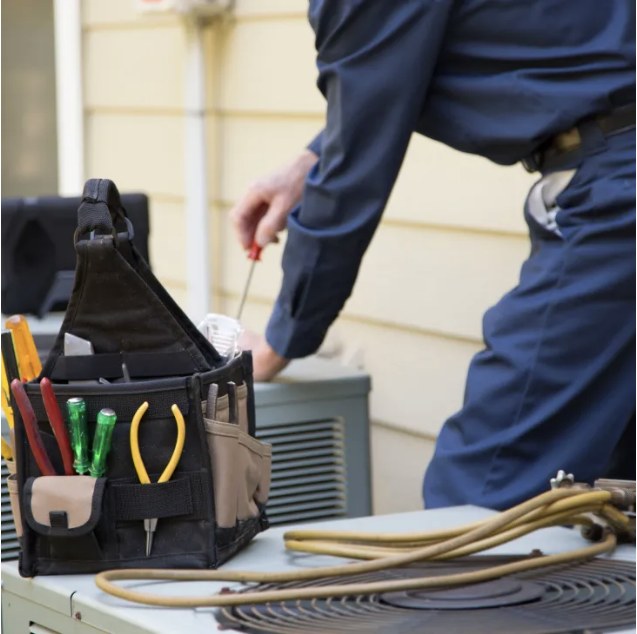 AC repair tools and technician